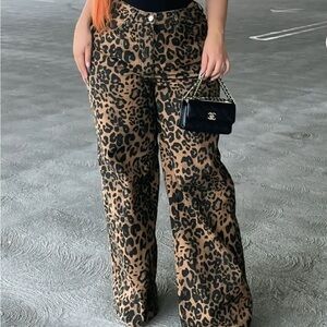 Fashion Nova Brown Black Wide Leg Pants